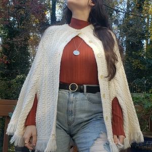 Vintage 60s knit cardigan cape size M